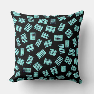 Abstract Rectangles 081122 - Ice Blue on Black Throw Pillow