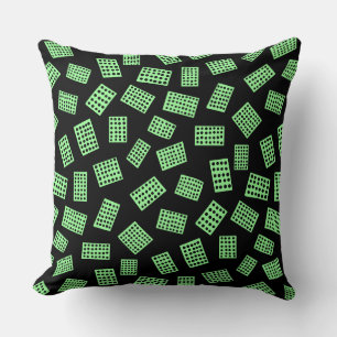 Abstract Rectangles 081122 - Mint Green on Black Throw Pillow