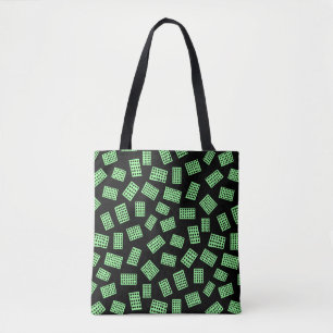 Abstract Rectangles 081122 -  Mint Green on Black Tote Bag
