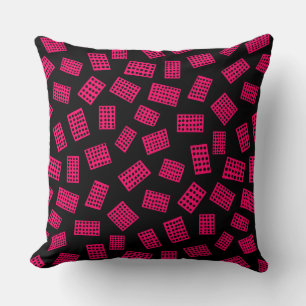 Abstract Rectangles 081122 - Neon Red on Black Throw Pillow