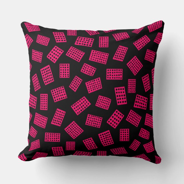 Abstract Rectangles 081122 - Neon Red on Black Throw Pillow (Front)