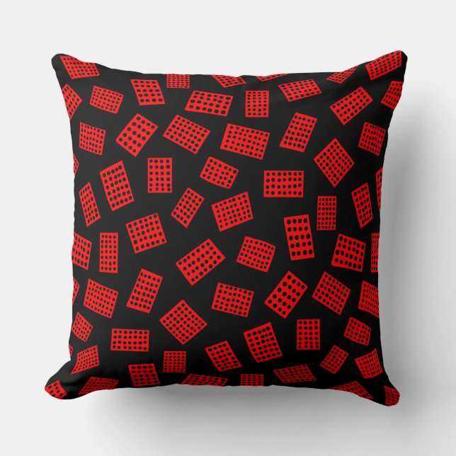 Abstract Rectangles 081122 - Red on Black Throw Pillow (Front)