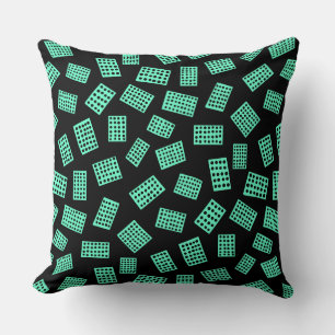 Abstract Rectangles 081122 - Turquoise on Black Throw Pillow