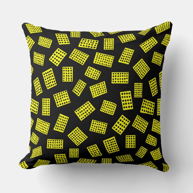 Abstract Rectangles 081122 -  Yellow on Black Throw Pillow (Front)