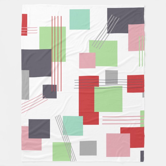 Abstract Rectangles and Lines  Fleece Blanket (Front)