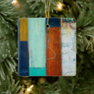 Abstract Rectangles Ceramic Ornament