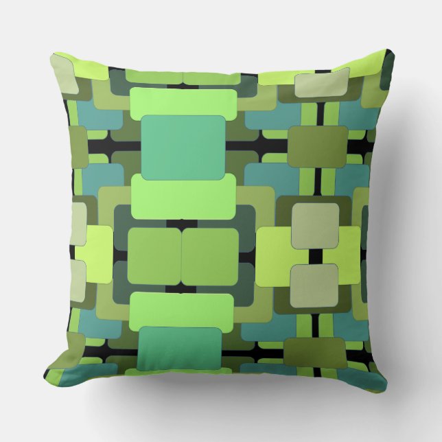 Abstract Rectangular - Shades of Green Throw Pillow (Front)