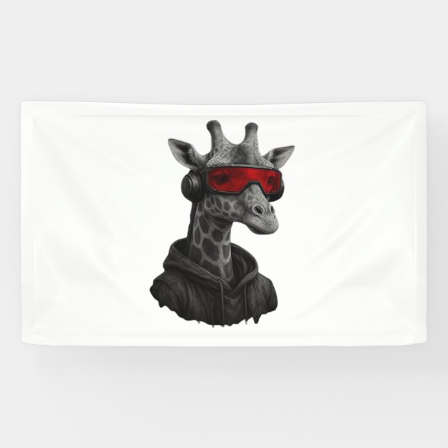Abstract red and black giraffe Classic T-Shirt Banner (Horizontal)