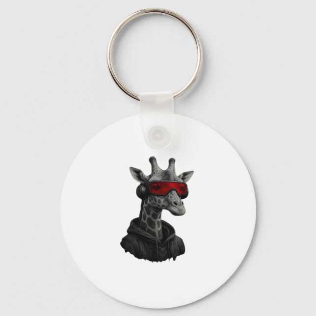 Abstract red and black giraffe Classic T-Shirt Keychain (Front)