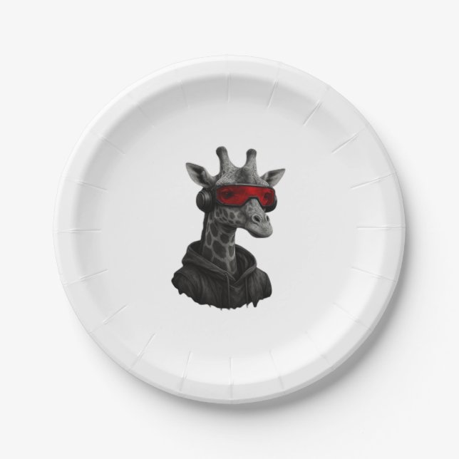 Abstract red and black giraffe Classic T-Shirt Paper Plate (Front)