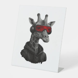 Abstract red and black giraffe Classic T-Shirt Pedestal Sign