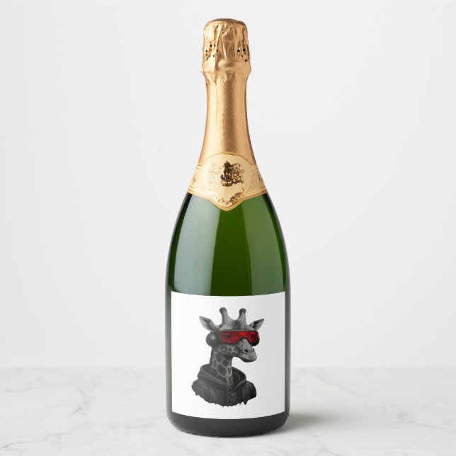 Abstract red and black giraffe Classic T-Shirt Sparkling Wine Label (Front)