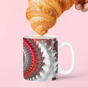 Abstract Red and Black Gradient Spiral Fractal Coffee Mug