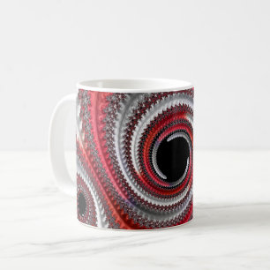 Abstract Red and Black Gradient Spiral Fractal Coffee Mug