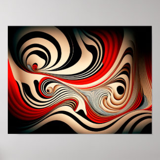Abstract red and black swirl background. poster