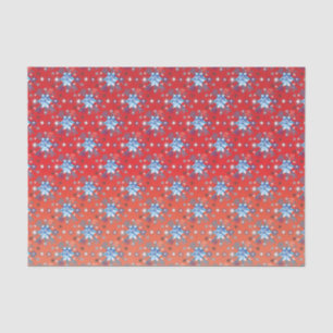 Abstract red and blue Christmas snowflakes Tissue Paper