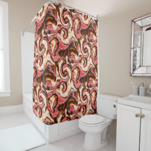 Abstract red and coral spots with woody style