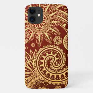 Abstract Red and Gold Floral Pattern iPhone 11 Case