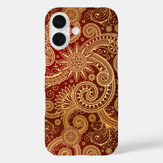 Abstract Red and Gold Floral Pattern Case-Mate iPhone Case (Back)