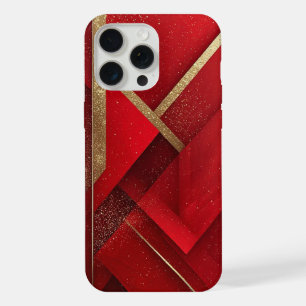 Abstract Red and Gold Geometric Design iPhone 15 Pro Max Case
