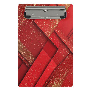 Abstract Red and Gold Geometric Design Mini Clipboard