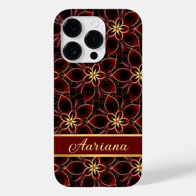 Abstract Red And Gold Seamless Pattern Floral Case-Mate iPhone Case (Back)