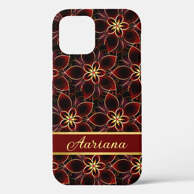Abstract Red And Gold Seamless Pattern Floral Case-Mate iPhone Case (Back)