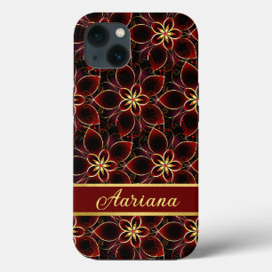 Abstract Red And Gold Seamless Pattern Floral iPhone 13 Case