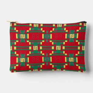 Abstract Red and Green Pattern with Circles Accessory Pouch
