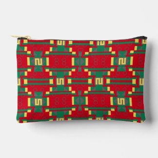 Abstract Red and Green Pattern with Circles Accessory Pouch