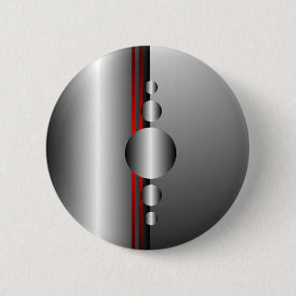 Abstract Red and Silver Metal Look 2 Inch Round Button