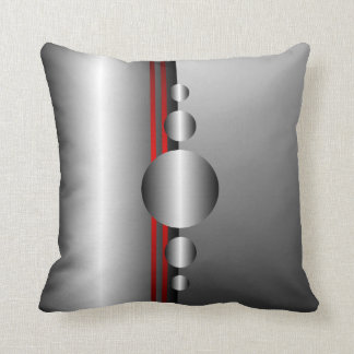 Abstract Red and Silver Metal Look Throw Pillow