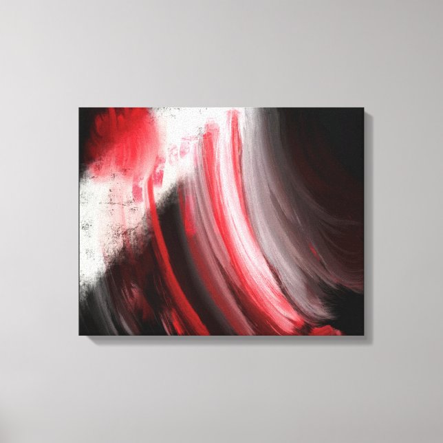 Abstract red and white brush strokes black canvas (Front)