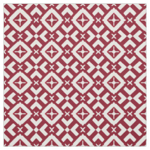 Abstract Red and White Geometric Pattern Fabric
