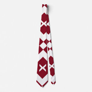 Abstract Red and White Geometric Pattern Tie