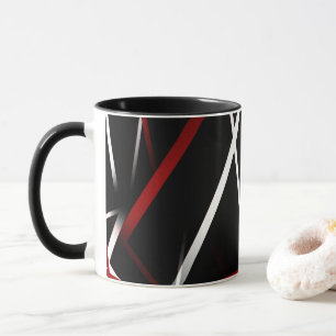 Abstract Red and White Lines On Black Background P Mug