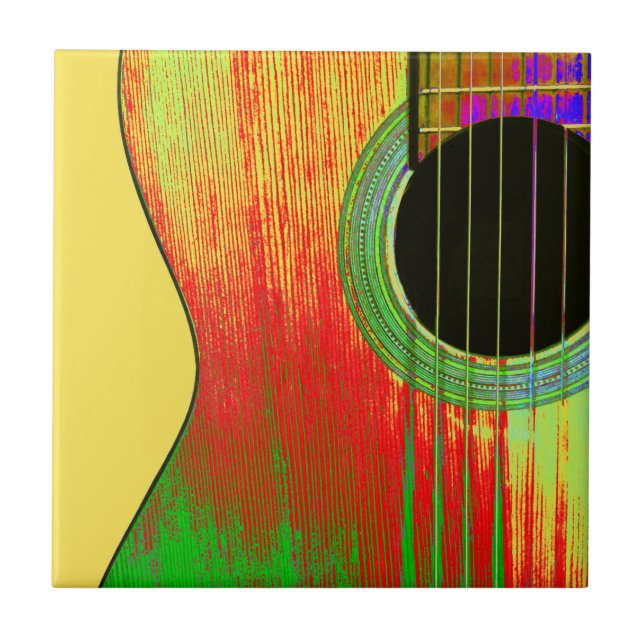 Abstract Red and Yellow Acoustic Guitar Tile (Front)