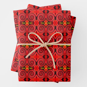 Abstract Red And Yellow Swirls Personalized Wrapping Paper Sheet