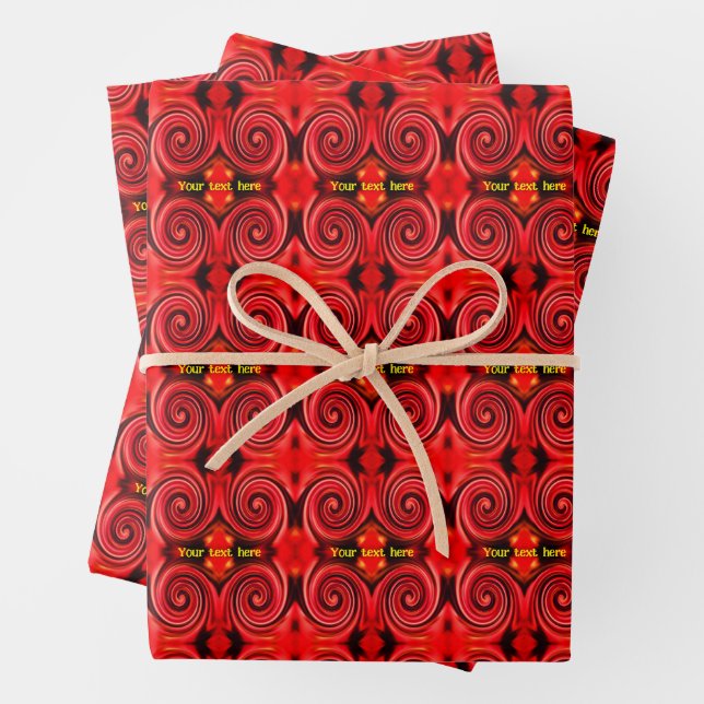 Abstract Red And Yellow Swirls Personalized Wrapping Paper Sheet (In situ)