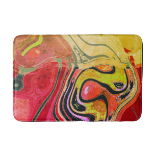 Abstract Red Artwork Bath Mat