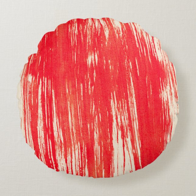 Abstract red background from watercolor round pillow (Front)