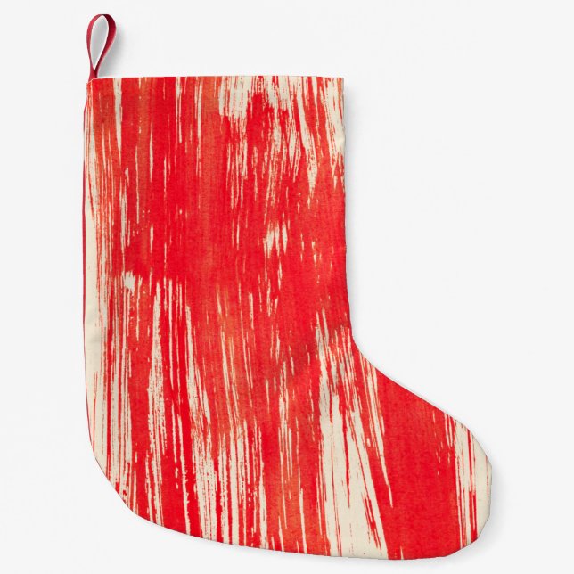 Abstract red background from watercolor small christmas stocking (Front)