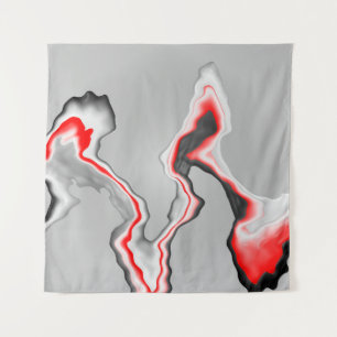Abstract red black and white wave, zigzag pattern, tapestry