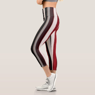 Abstract Red Black Lines Trendy Collection Capri Leggings