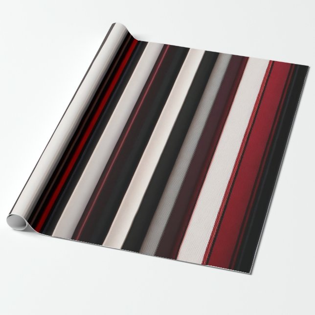 Abstract Red Black Lines Trendy Collection Wrapping Paper (Unrolled)
