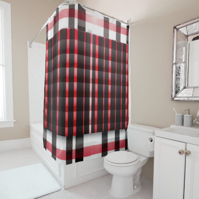 Abstract Red Black Plaid Modern Collection (In Situ)