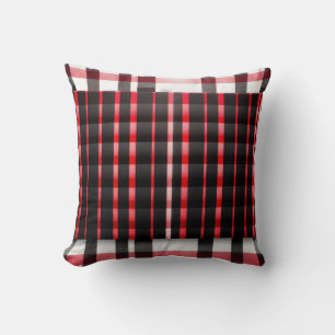 Abstract Red Black Plaid Modern Collection Throw Pillow