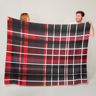 Abstract Red Black Plaid Popular Collection Fleece Blanket