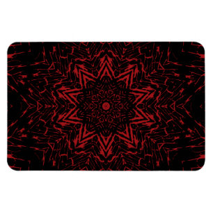Abstract Red Black Round Star Flower Kaleidoscope Magnet