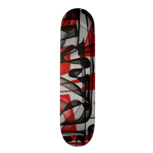 Abstract red black skateboard deck